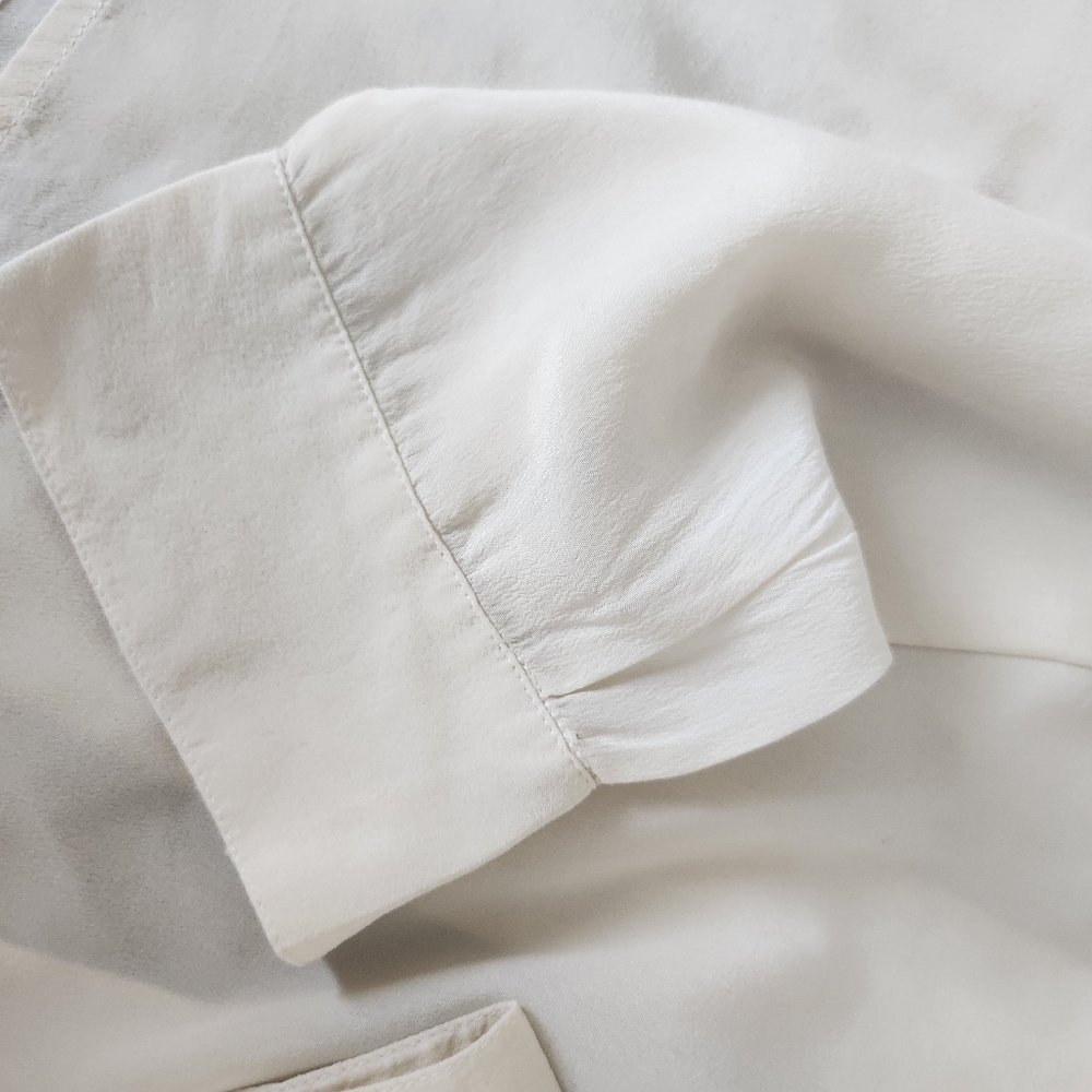 Vintage Cream 100% Silk Button-down Blouse - Picture 6 of 6
